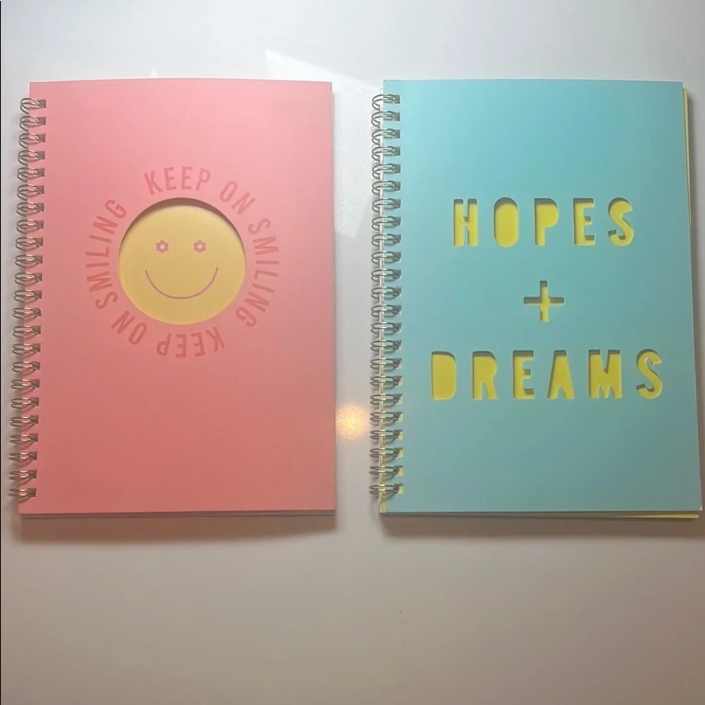 Set of 2 Pastel Pink and Blue Spiral Notebooks
